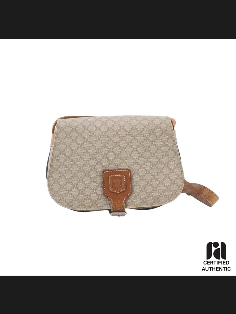 Vintage Celine Macadam Coated Canvas Saddle Bag